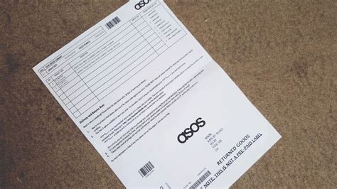 ASOS returns return slip